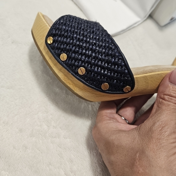 Veronica Beard Navy and Tan Mules - Picture 3 of 11